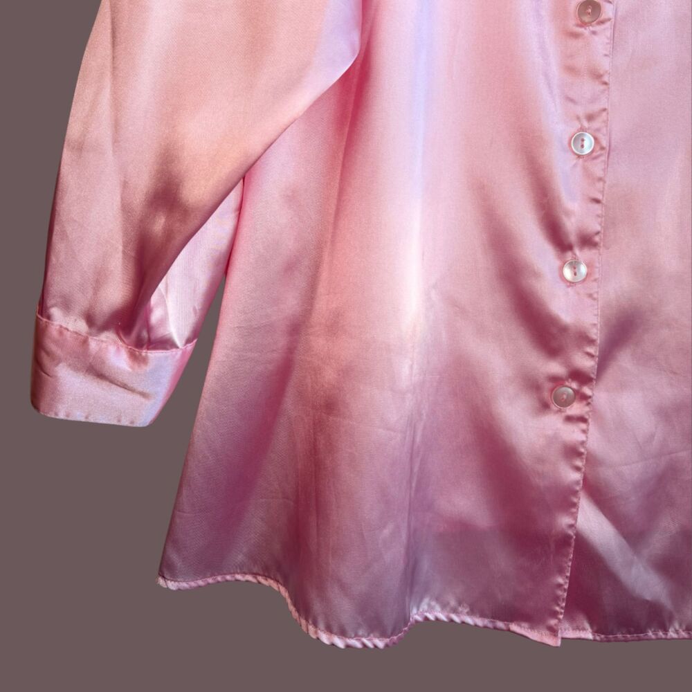 Vintage Bonjour Satin Button Down Loungewear - Picture 3 of 7